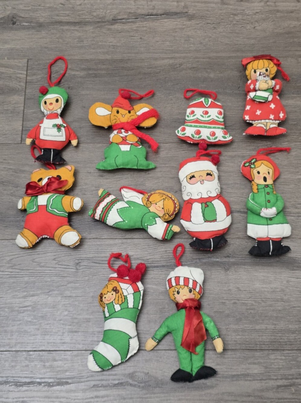 Handmade Vintage Christmas Ornaments Fabric Lot Of 10